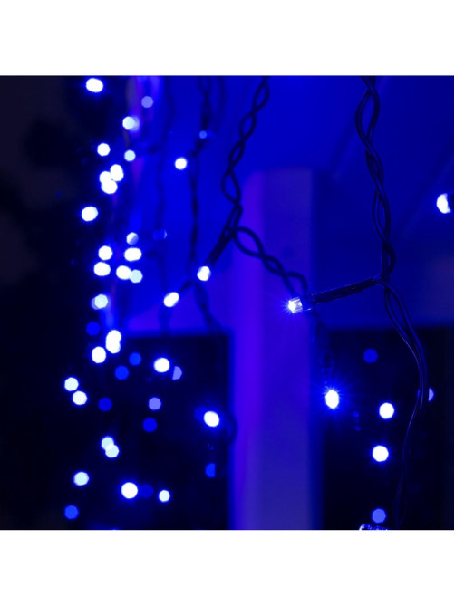 Гирлянда «Бахрома» 3×0.6 м, IP44, УМС, тёмная нить, 160 LED, свечение синее, мерцание белым, 220 В