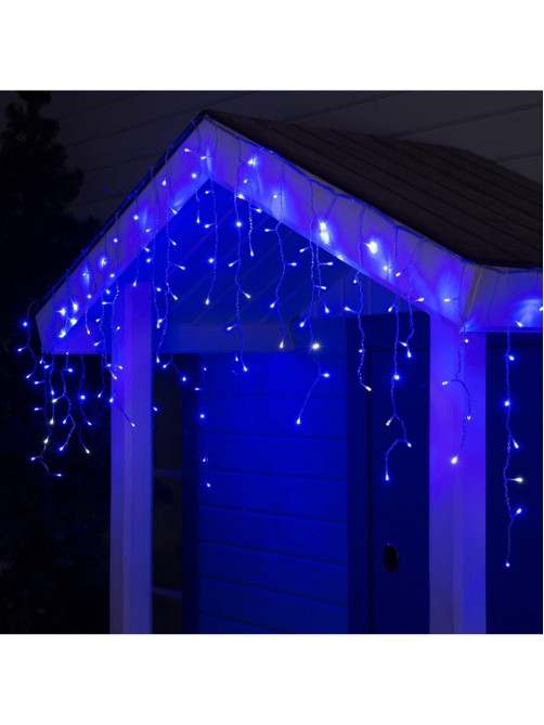 Гирлянда «Бахрома» 3×0.6 м, IP44, УМС, прозрачная нить, 160 LED, свечение синее, мерцание белым, 220 В