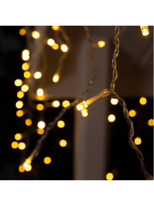 Гирлянда «Бахрома» 4×0.6 м, IP44, прозрачная нить, 180 LED, свечение тёплое белое, 8 режимов, 220 В