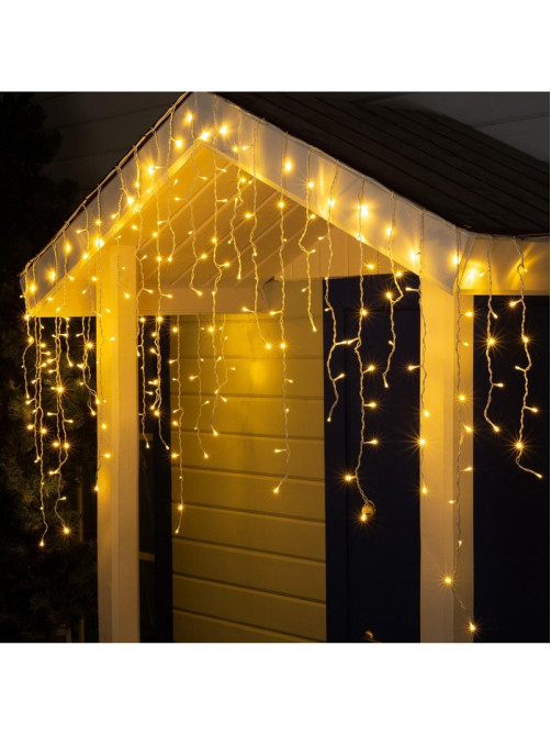 Гирлянда «Бахрома» 3×0.9 м, IP44, УМС, белая нить, 232 LED, свечение тёплое белое, 220 В