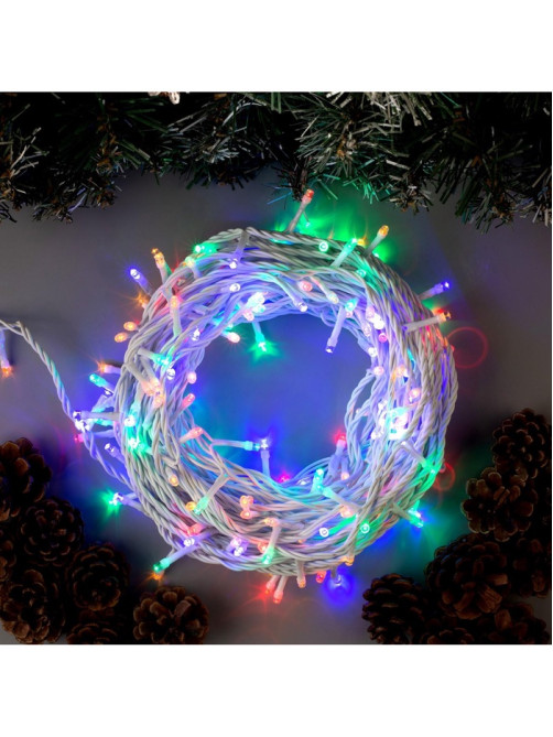Гирлянда «Нить» 20 м, IP44, белая нить, 200 LED, свечение мульти, 8 режимов, 220 В