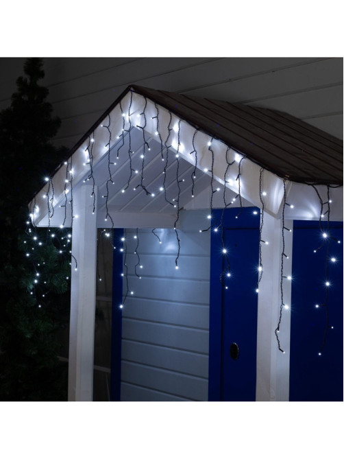 Гирлянда «Бахрома» 3×0.6 м, IP44, УМС, тёмная нить, 160 LED, свечение белое, 220 В