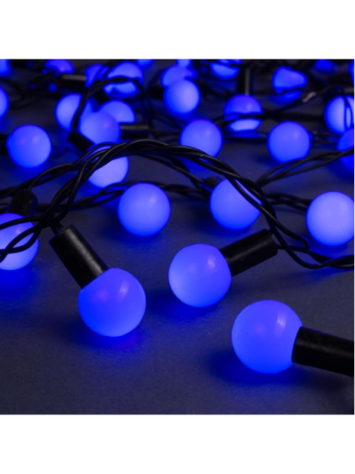 Гирлянда «Нить» 10 м с насадками «Шарики 2.5 см», IP44, тёмная нить, 100 LED, свечение синее, 8 режимов, 220 В