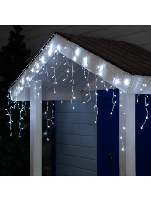 Гирлянда «Бахрома» 3×0.6 м, IP44, УМС, белая нить, 160 LED, свечение белое, 220 В