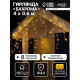 Гирлянда «Бахрома» 4×0.6 м, IP44, прозрачная нить, 180 LED, свечение тёплое белое, 8 режимов, 220 В
