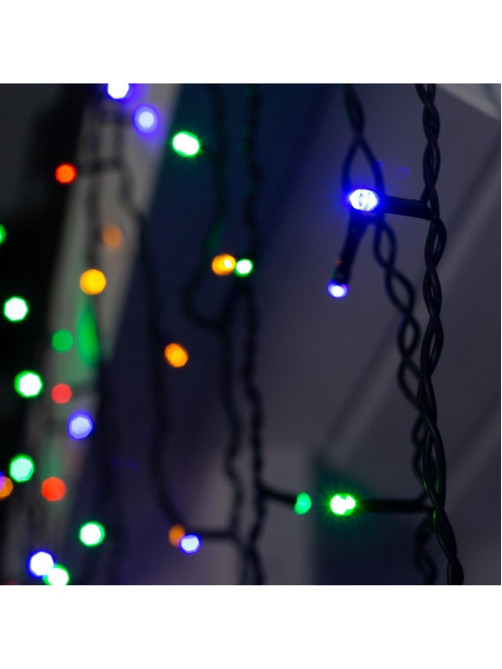 Гирлянда «Бахрома» 3×0.9 м, IP44, УМС, тёмная нить, 232 LED, свечение мульти, 220 В