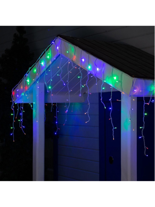 Гирлянда «Бахрома» 3×0.6 м, IP44, УМС, белая нить, 160 LED, свечение мульти, 220 В