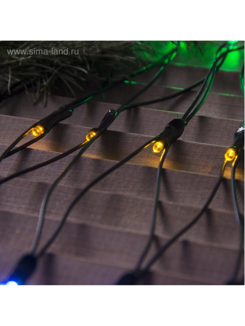 Гирлянда «Сеть» 2×1.5 м, IP44, УМС, тёмная нить, 192 LED, свечение мульти, 220 В