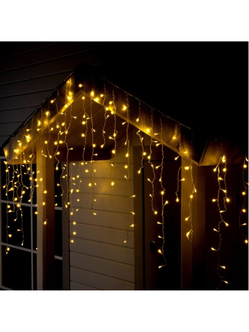 Гирлянда «Бахрома» 3×0.9 м, IP44, УМС, прозрачная нить, 232 LED, свечение тёплое белое, 220 В