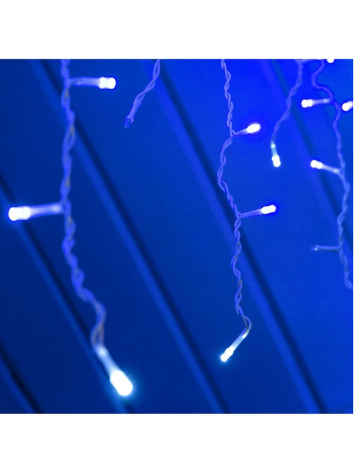 Гирлянда «Бахрома» 3×0.6 м, IP44, УМС, белая нить, 160 LED, свечение синее, мерцание белым, 220 В