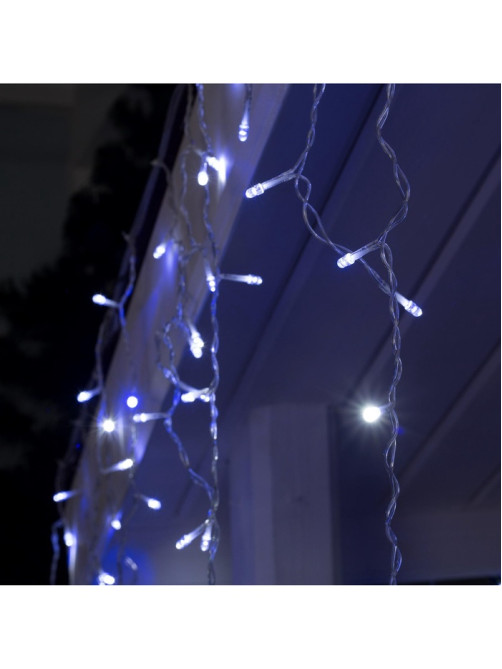 Гирлянда «Бахрома» 3×0.6 м, IP44, УМС, прозрачная нить, 160 LED, свечение бело-синее, мигание, 220 В