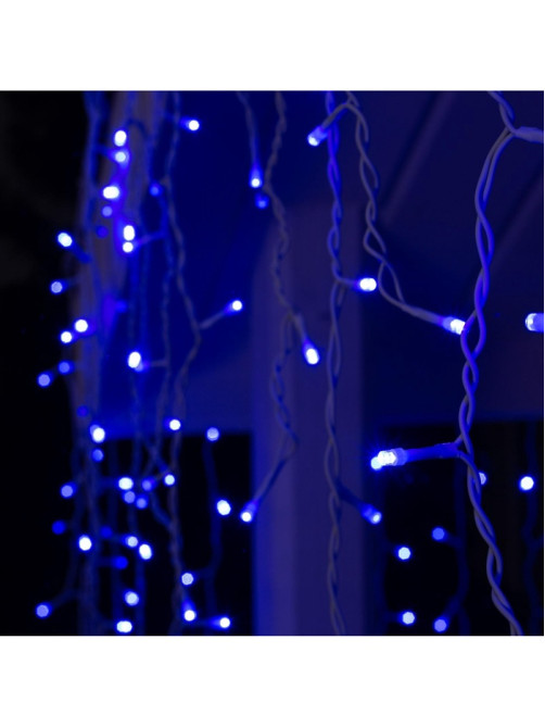 Гирлянда «Бахрома» 3×0.9 м, IP44, УМС, белая нить, 232 LED, свечение синее, 220 В