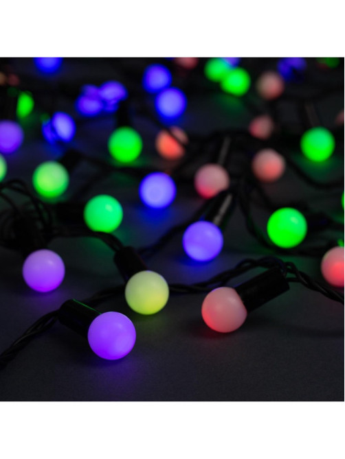 Гирлянда «Нить» 20 м с насадками «Шарики 1.5 см», IP44, тёмная нить, 200 LED, свечение мульти (RG/RB), мигание, 220 В