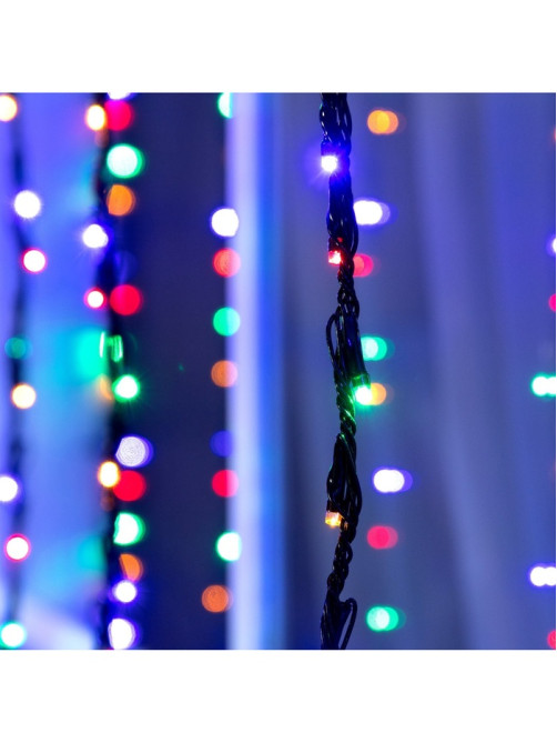 Гирлянда «Водопад» 2×1.5 м, IP44, тёмная нить, 400 LED, свечение мульти, 8 режимов, 220 В