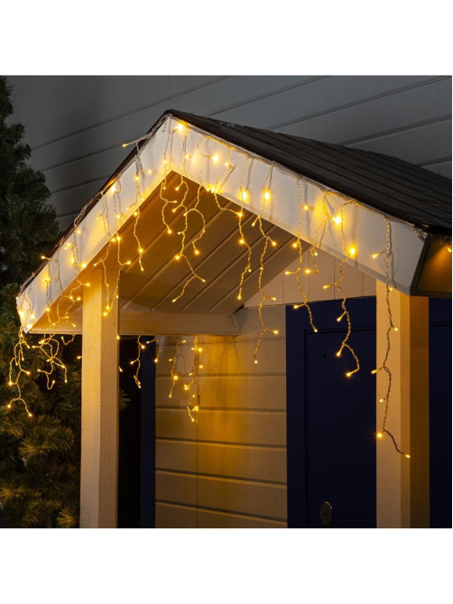 Гирлянда «Бахрома» 3×0.6 м, IP44, УМС, прозрачная нить, 160 SMD-LED, свечение тёплое белое, 220 В