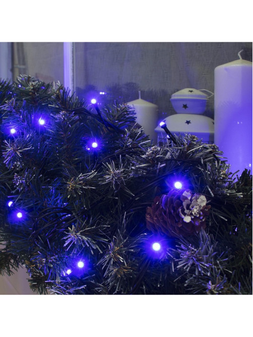 Гирлянда «Нить» 10 м, IP44, УМС, тёмная нить, 72 SMD-LED, свечение синее, 220 В