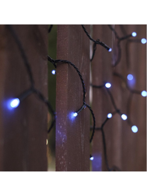 Гирлянда «Нить» 10 м, IP44, УМС, тёмная нить, 100 LED, свечение синее, 220 В