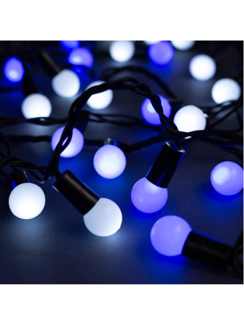 Гирлянда «Нить» 10 м с насадками «Шарики 1.5 см», IP44, тёмная нить, 100 LED, свечение бело-синее, мигание, 220 В