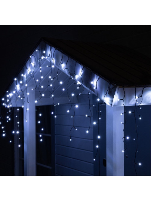 Гирлянда «Бахрома» 3×0.6 м, IP44, УМС, тёмная нить, 100 LED, свечение белое, мерцание, 24 В
