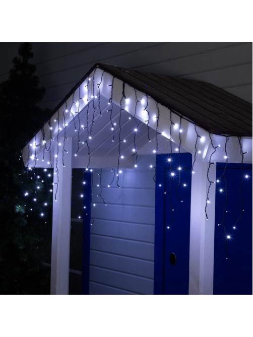 Гирлянда «Бахрома» 3×0.6 м, IP44, УМС, тёмная нить, 160 SMD-LED, свечение белое, 220 В