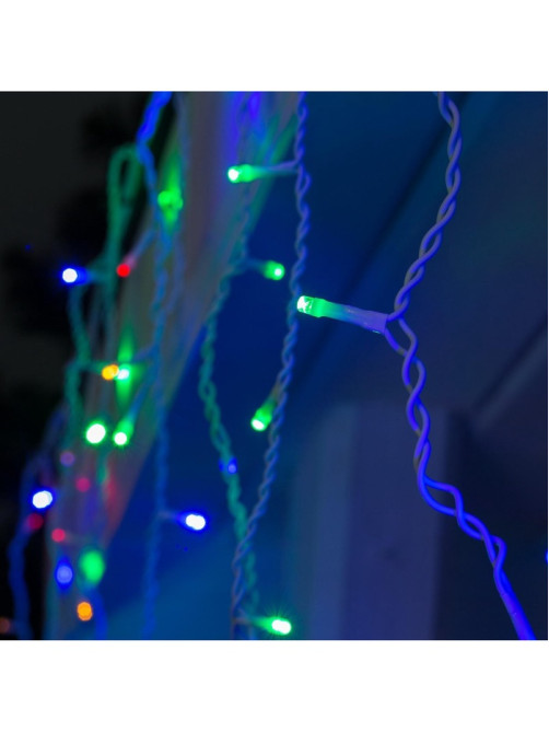 Гирлянда «Бахрома» 3×0.6 м, IP44, УМС, белая нить, 160 LED, свечение мульти, 220 В