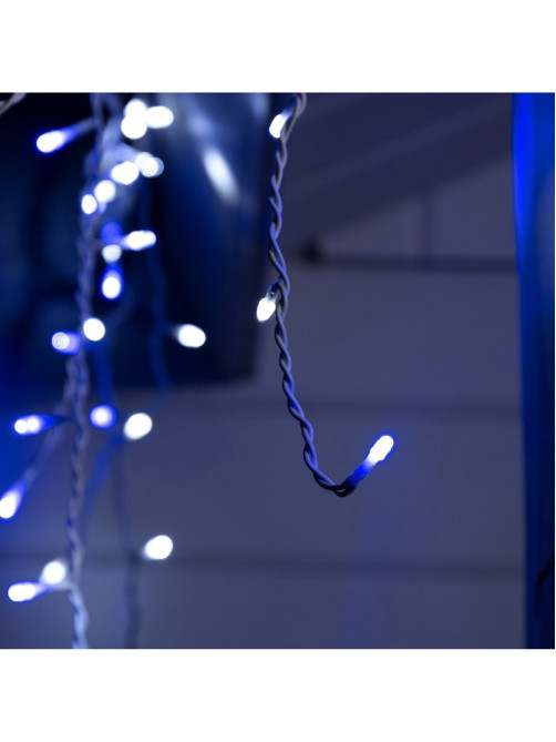 Гирлянда «Бахрома» 3×0.6 м, IP44, УМС, белая нить, 160 LED, свечение бело-синее, мигание, 220 В