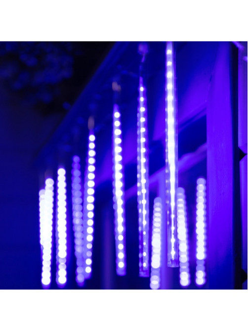 Гирлянда «Сосульки» 2.5×0.3 м, IP65, прозрачная нить, 192 LED, свечение синее с эффектом стекания, 12 В