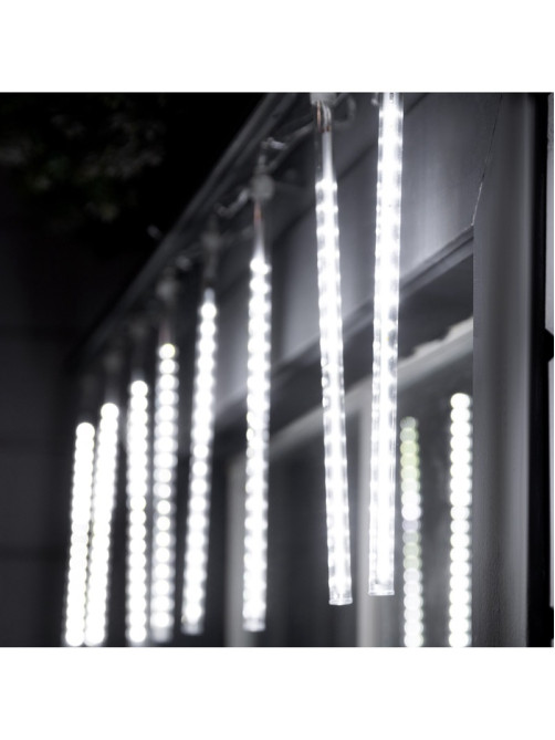 Гирлянда «Сосульки» 2.5×0.3 м, IP65, прозрачная нить, 192 LED, свечение белое с эффектом стекания, 12 В