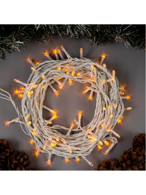 Гирлянда «Нить» 10 м, IP44, белая нить, 100 LED, свечение жёлтое, 8 режимов, 220 В