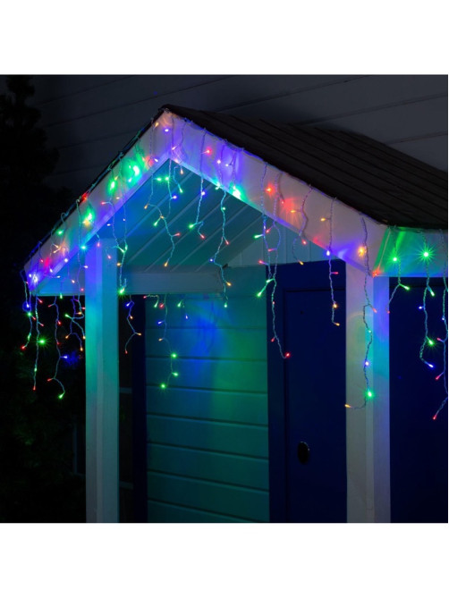Гирлянда «Бахрома» 3×0.6 м, IP44, УМС, прозрачная нить, 160 LED, свечение мульти, 220 В