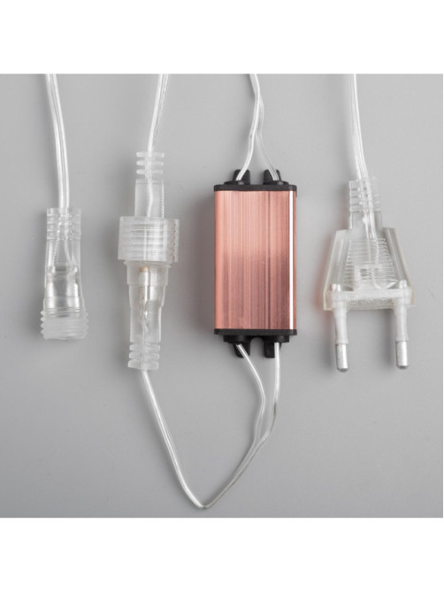 Гирлянда «Сосульки» 2.5×0.3 м, IP65, прозрачная нить, 192 LED, свечение синее с эффектом стекания, 12 В