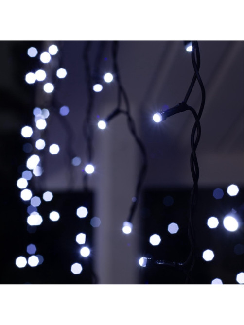 Гирлянда «Бахрома» 3×0.6 м, IP44, УМС, тёмная нить, 160 SMD-LED, свечение белое, 220 В