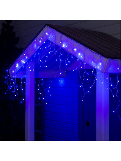 Гирлянда «Бахрома» 3×0.6 м, IP44, УМС, прозрачная нить, 160 SMD-LED, свечение синее, 220 В