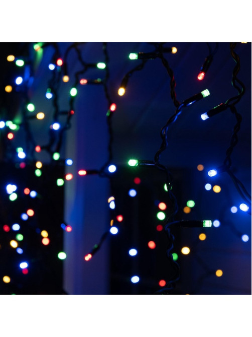 Гирлянда «Бахрома» 3×0.9 м, IP65, УМС, тёмная нить каучук, 144 LED, свечение мульти, 220 В