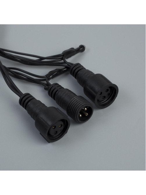 Гирлянда «Нить» 10 м, IP44, УМС, тёмная нить, 100 LED, свечение тёплое белое, мерцание белым, 220 В