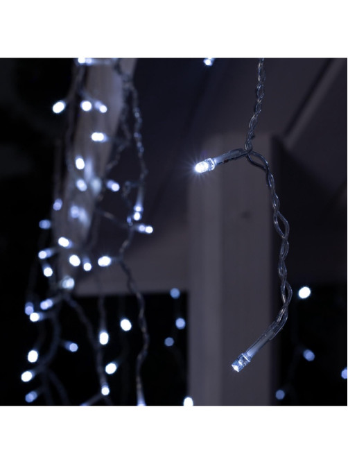 Гирлянда «Бахрома» 3×0.6 м, IP44, УМС, прозрачная нить, 160 LED, свечение белое, 220 В
