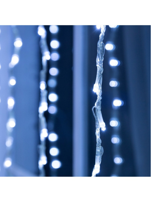 Гирлянда «Водопад» 2×1.5 м, IP44, прозрачная нить, 400 LED, свечение белое, 8 режимов, 220 В