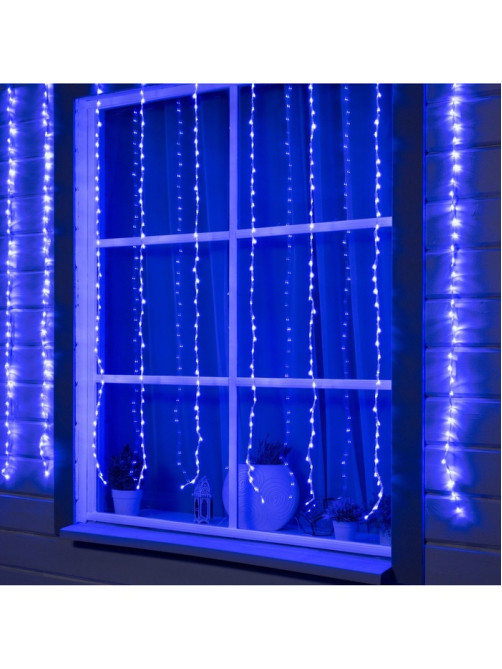Гирлянда «Водопад» 2×1.5 м, IP44, прозрачная нить, 400 LED, свечение синее, 8 режимов, 220 В