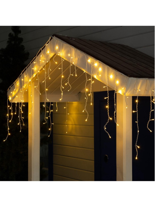 Гирлянда «Бахрома» 3×0.6 м, IP44, УМС, белая нить, 160 LED, свечение тёплое белое, 220 В