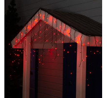 Гирлянда «Бахрома» 3×0.6 м, IP44, УМС, тёмная нить, 160 LED, свечение красное, 220 В