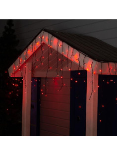 Гирлянда «Бахрома» 3×0.6 м, IP44, УМС, тёмная нить, 160 LED, свечение красное, 220 В