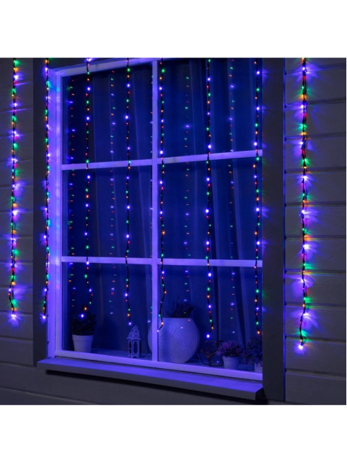 Гирлянда «Водопад» 2×1.5 м, IP44, тёмная нить, 400 LED, свечение мульти, 8 режимов, 220 В