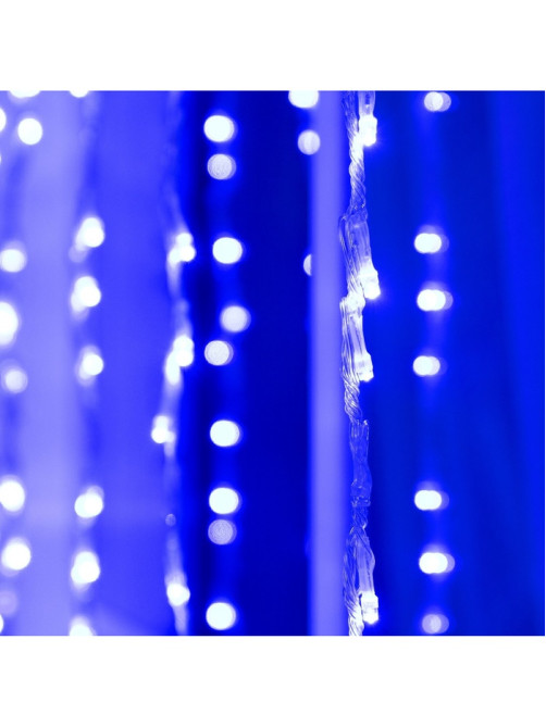 Гирлянда «Водопад» 2×1.5 м, IP44, прозрачная нить, 400 LED, свечение синее, 8 комбинаций режимов, 220 В