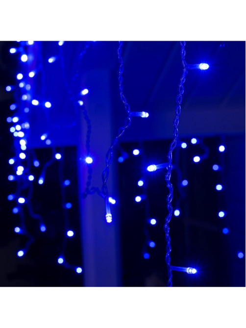 Гирлянда «Бахрома» 3×0.6 м, IP44, УМС, прозрачная нить, 160 LED, свечение синее, 220 В