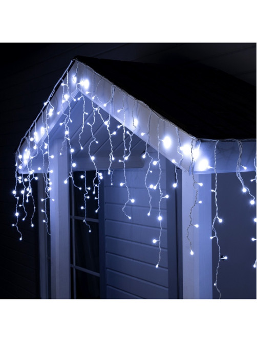 Гирлянда «Бахрома» 3×0.6 м, IP44, УМС, белая нить, 160 SMD-LED, свечение белое, 220 В
