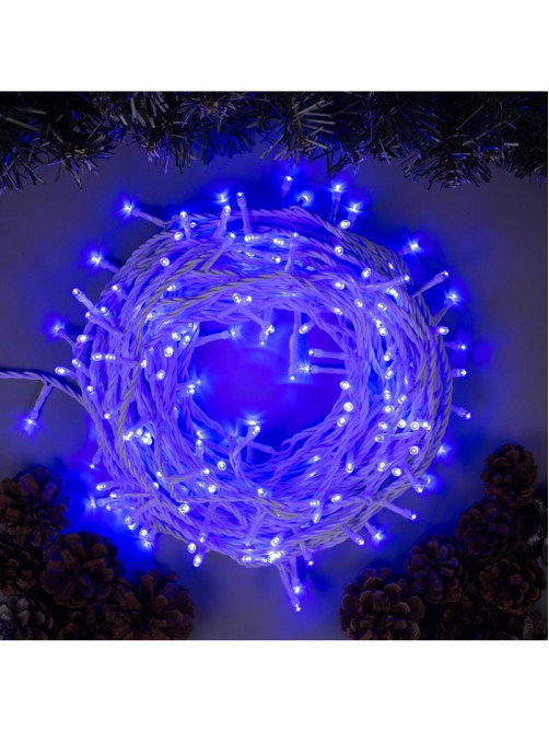 Гирлянда «Нить» 20 м, IP44, белая нить, 200 LED, свечение синее, 8 режимов, 220 В