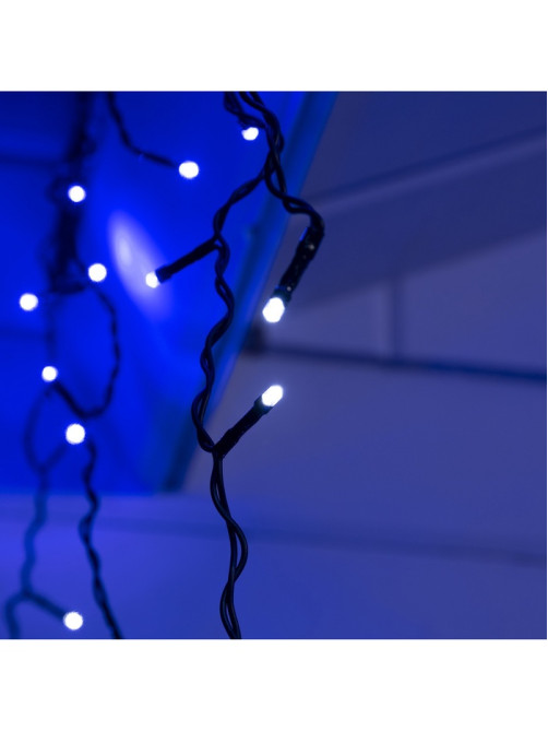 Гирлянда «Бахрома» 4×0.6 м, IP44, тёмная нить, 180 LED, свечение синее, мерцание белым, 220 В
