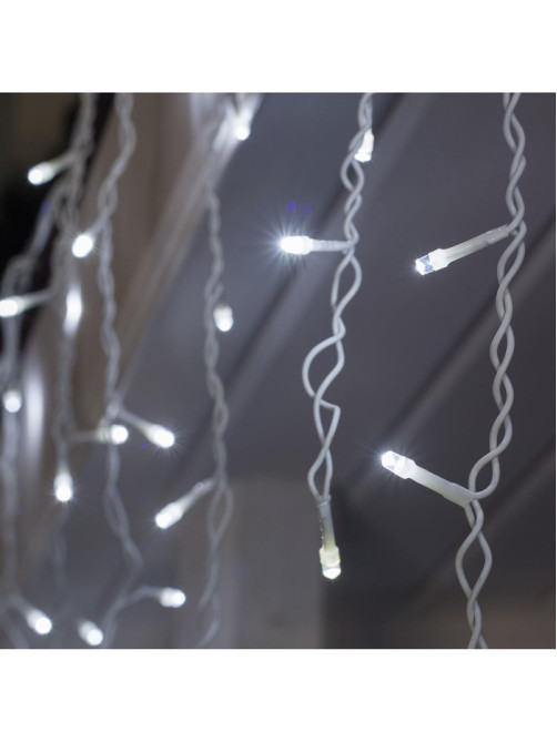 Гирлянда «Бахрома» 3×0.6 м, IP44, УМС, белая нить, 160 LED, свечение белое, мерцание белым, 220 В