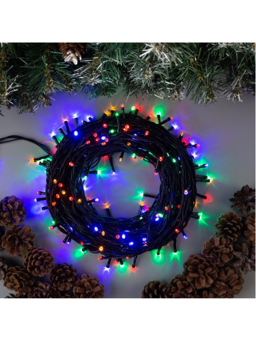 Гирлянда «Нить» 20 м, IP44, тёмная нить, 200 LED, свечение мульти, 8 режимов, 220 В