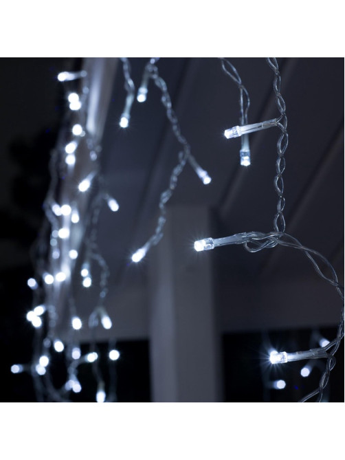 Гирлянда «Бахрома» 3×0.6 м, IP44, УМС, прозрачная нить, 160 LED, свечение белое, мерцание белым, 220 В